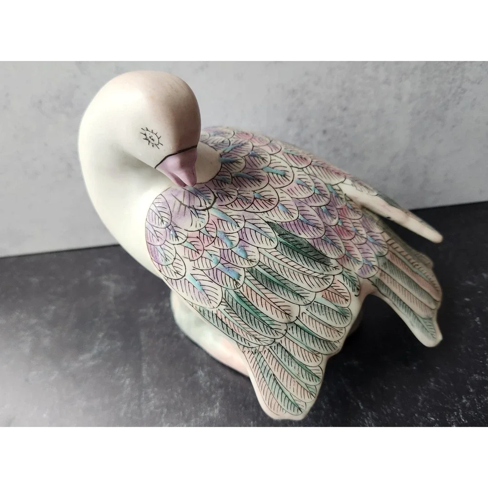 Pair 1950s Vintage Porcelain Dove Pigeon Bird Pastel 6